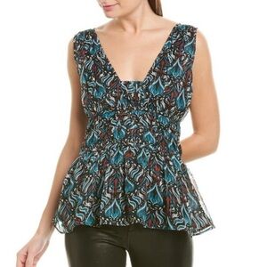 Walter Baker Will Smocked Peplum Top Size Small NWT